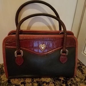 Brighton Classic Black & Brown Leather Handbag